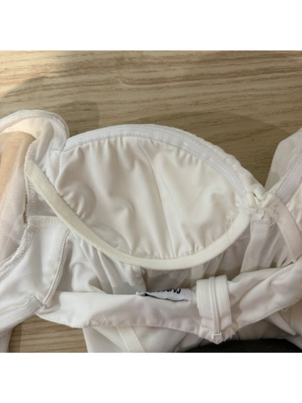 Princess Polly Sheer Bodycon Mini Dress Size 8 White Mesh Illusion Sweetheart - Picture 8 of 13